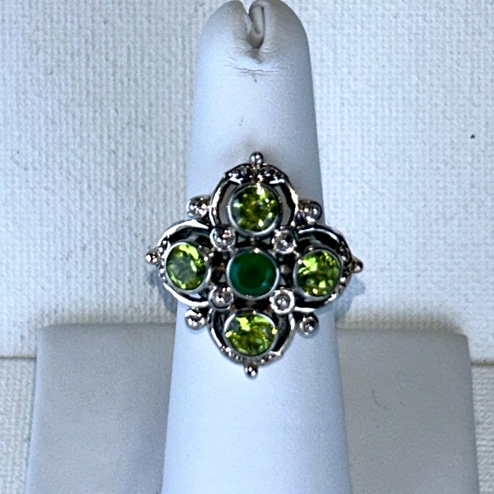 NWOT Nicky Butler Sterling Silver Genuine Green Aventurine Peridot Designer Ring
